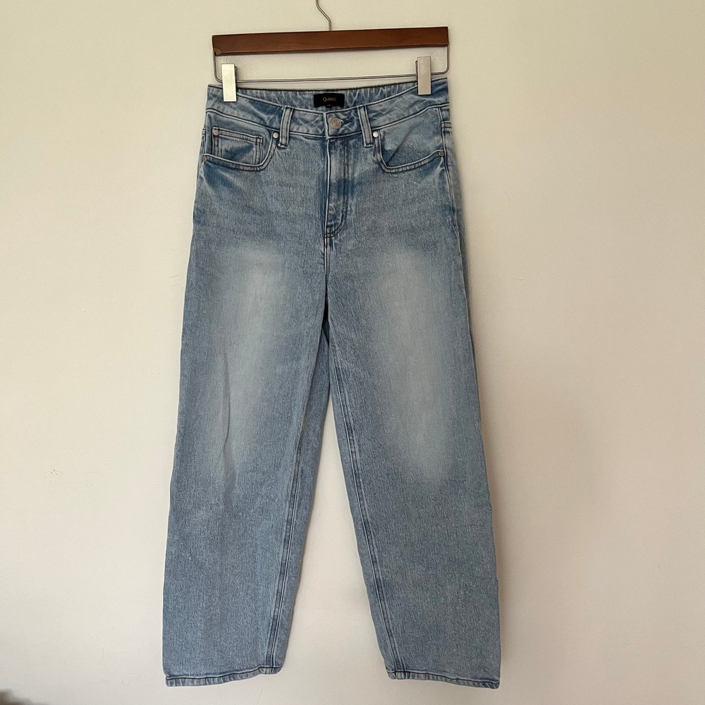 Quince High Waisted Wide Leg Jeans Light Wash Blue Denim Size 27 Relaxed Fit
